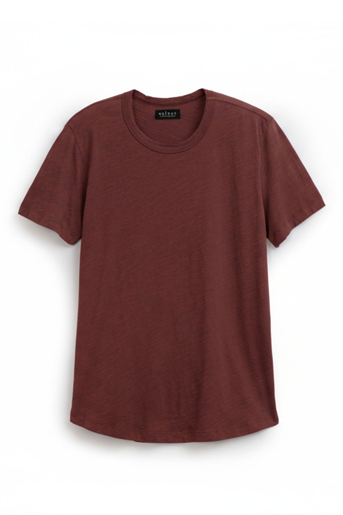 The AMARO TEE by Velvet by Graham & Spencer is a solid brown, short-sleeved crewneck made from soft Peruvian cotton—ideal for layering or wearing solo against a white background.-40148468302017