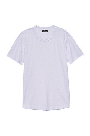 The AMARO TEE by Velvet by Graham & Spencer is a light purple, short-sleeve crewneck made from lightweight cotton and shown laid flat on a white background—ideal for layering.