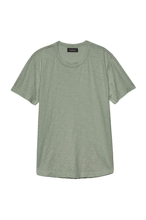 The AMARO TEE by Velvet by Graham & Spencer is a lightweight cotton, short-sleeve crew neck in light green, shown laid flat on a white background—ideal for layering.