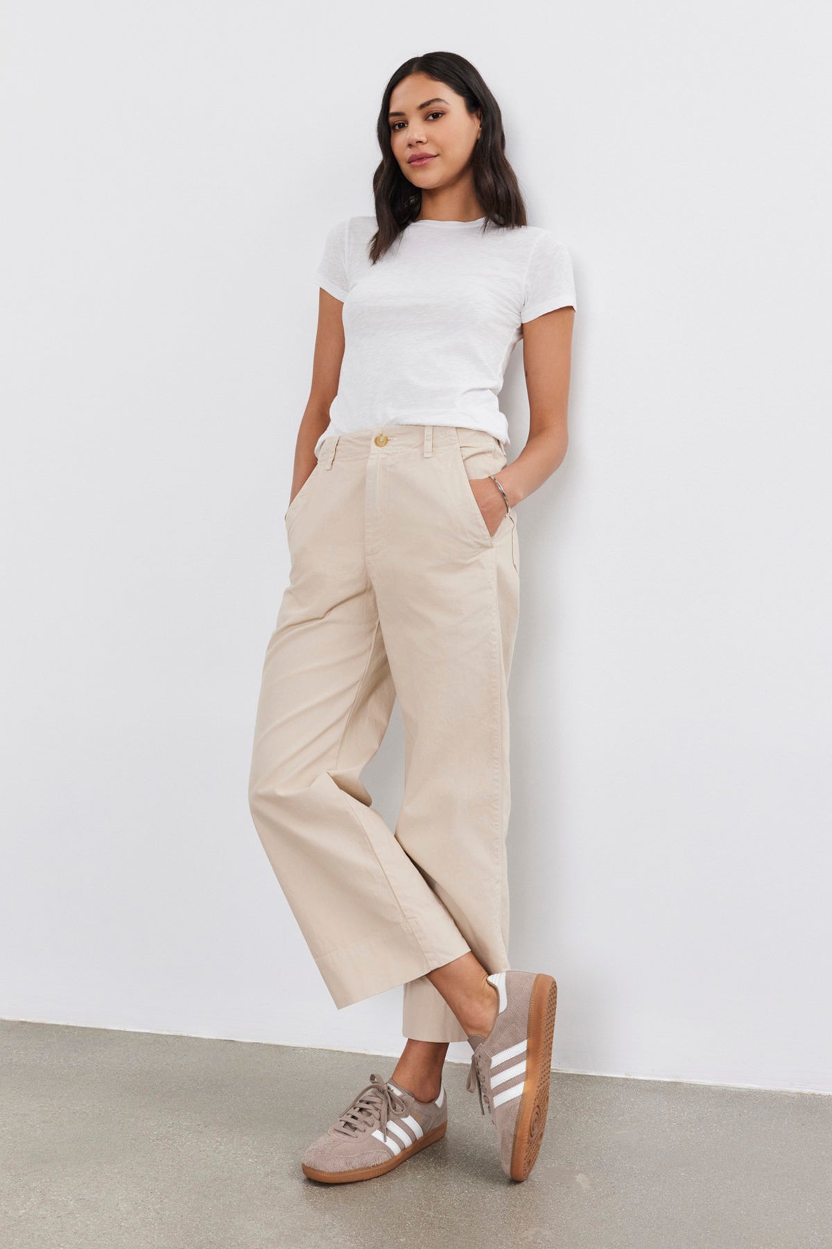 STRAIGHT FIT CARGO TROUSERS - Oyster White