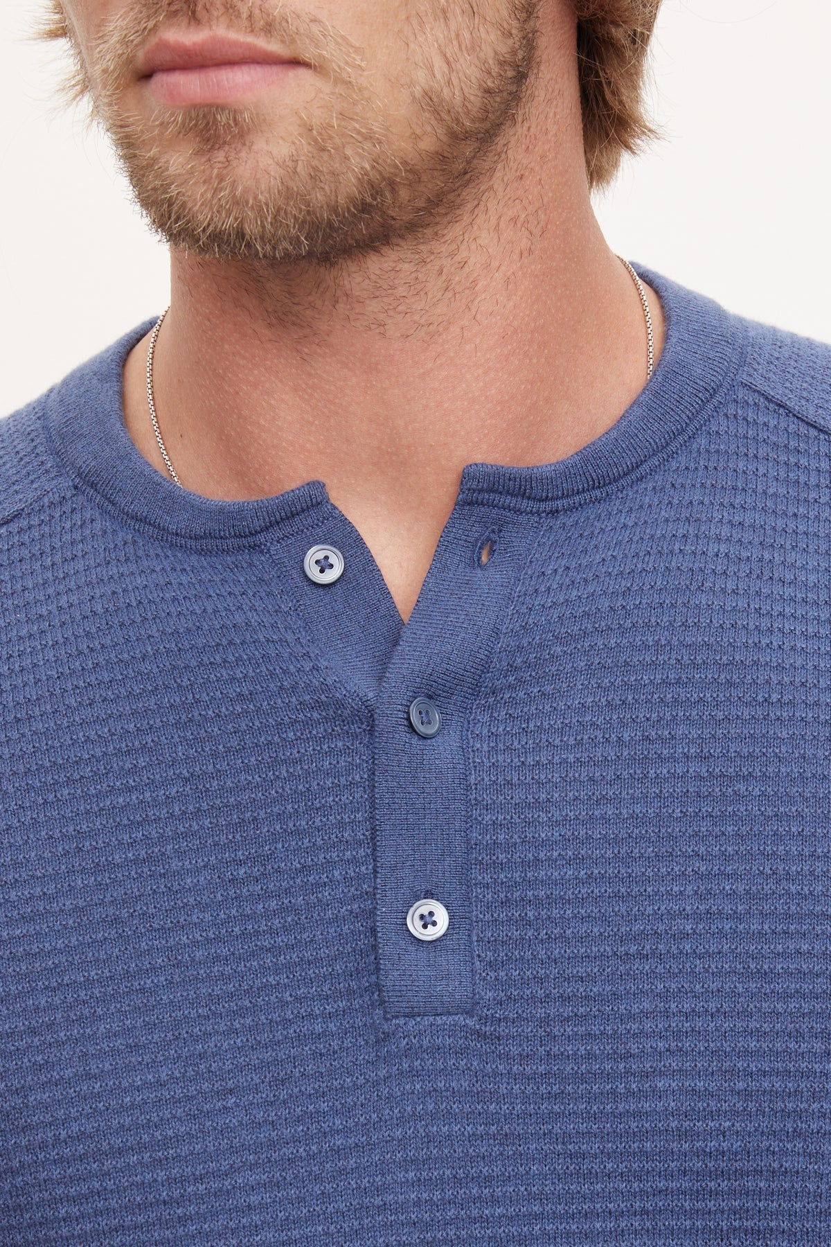 A close up of Velvet by Graham & Spencer's JAKE THERMAL HENLEY.