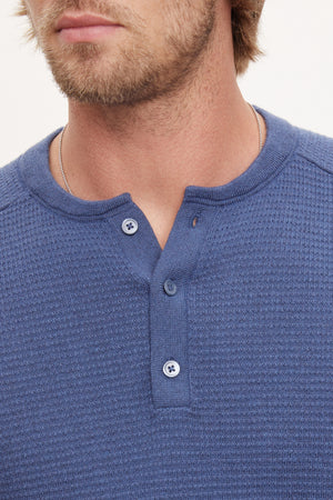 A close up of Velvet by Graham & Spencer's JAKE THERMAL HENLEY.