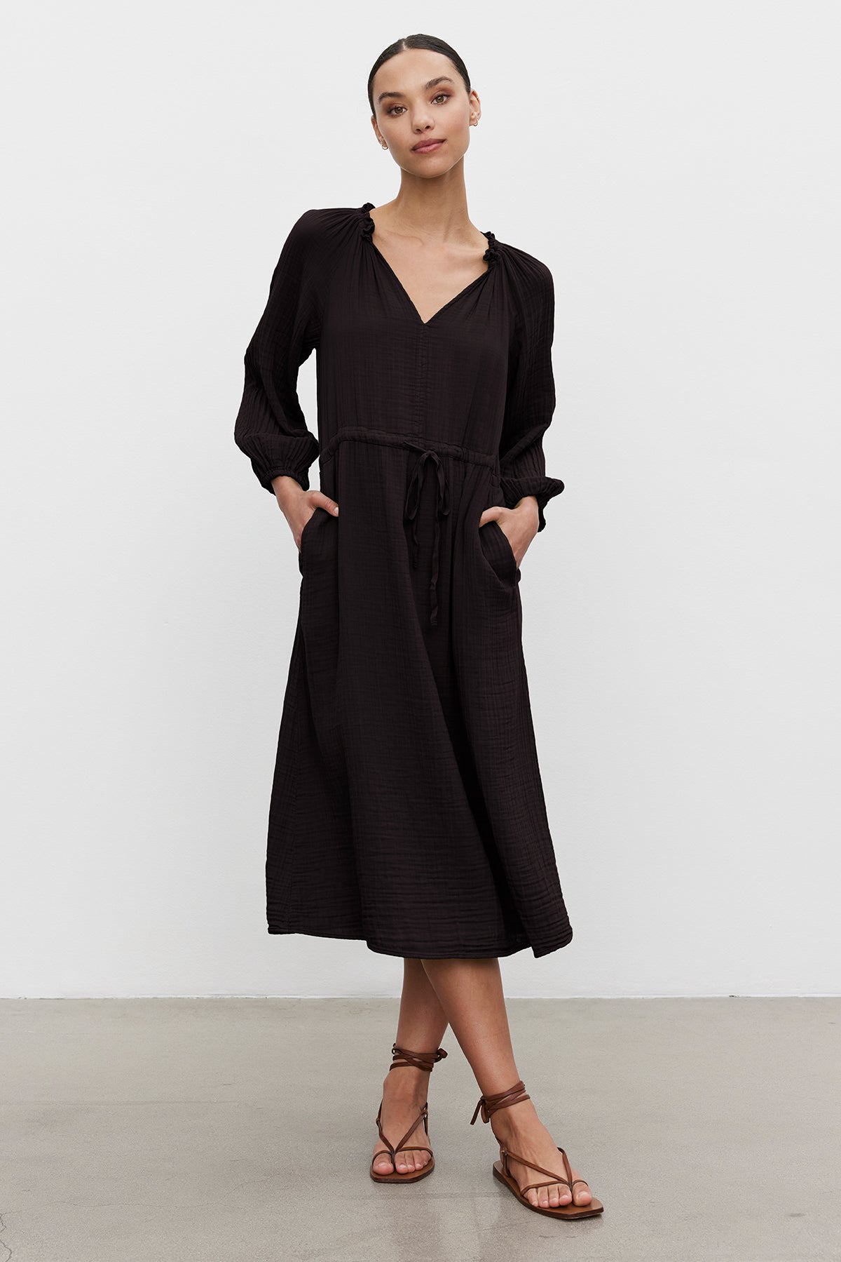 AUDREY COTTON GAUZE V-NECK DRESS Velvet by Graham & Spencer AUDREY COTTON GAUZE V-NECK DRESS Velvet by Graham & Spencer