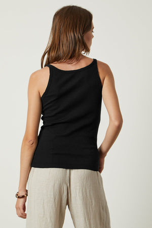 Aliza Layering Tank in black with Lola pant back