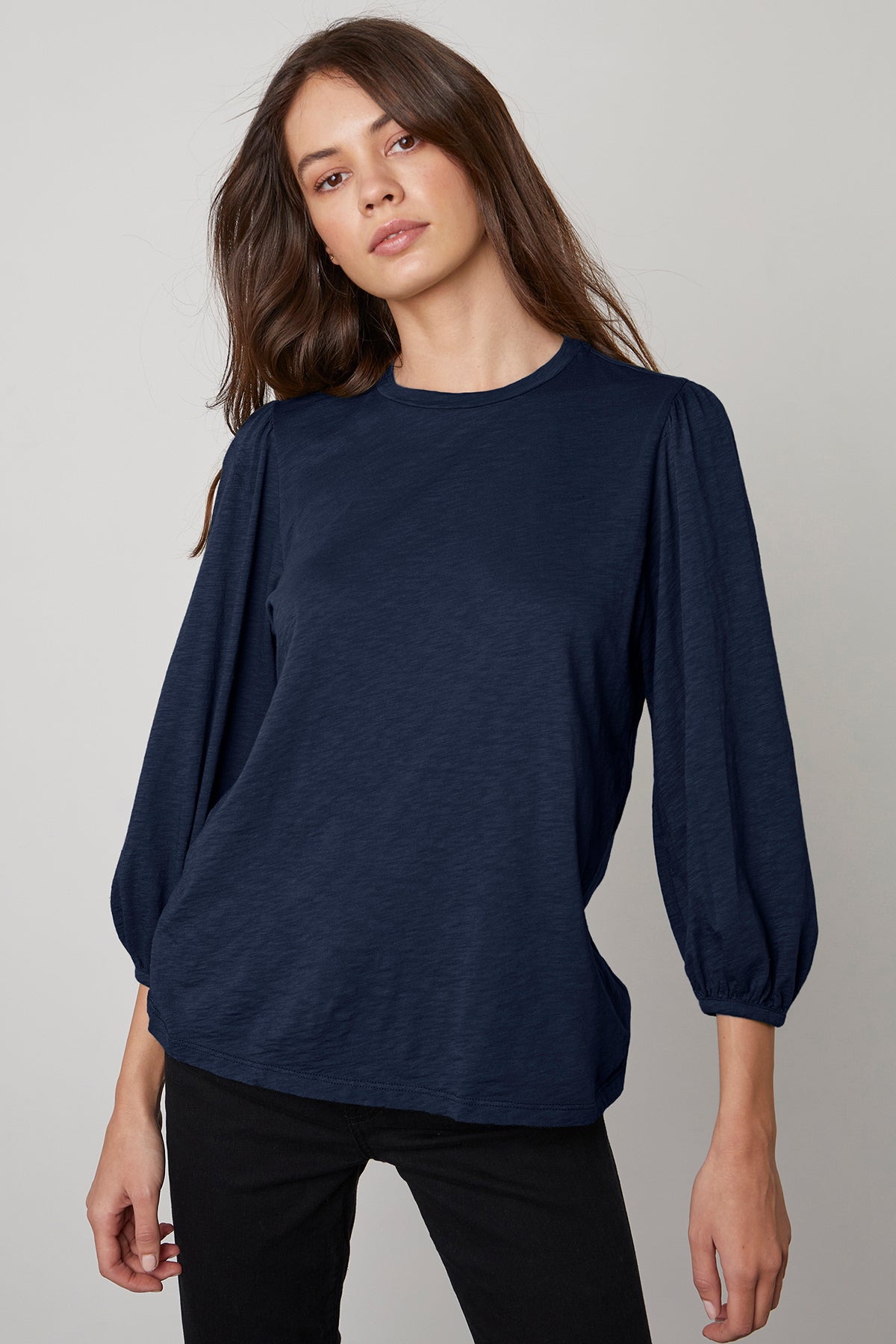 ANETTE PUFF SLEEVE TEE - navy by Velvet by Graham & Spencer.-26799865692353