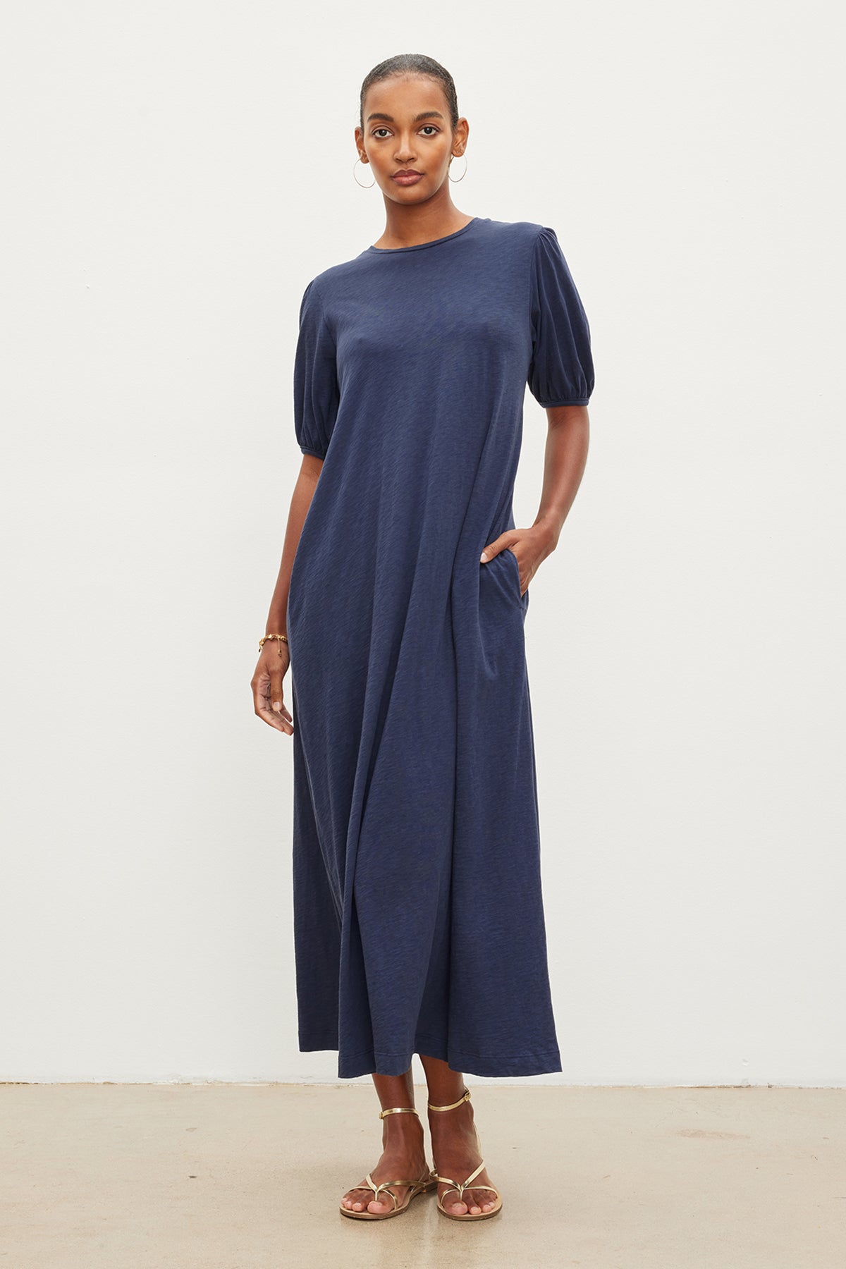 ASTRID COTTON SLUB PUFF SLEEVE MAXI DRESS Velvet by Graham Spencer