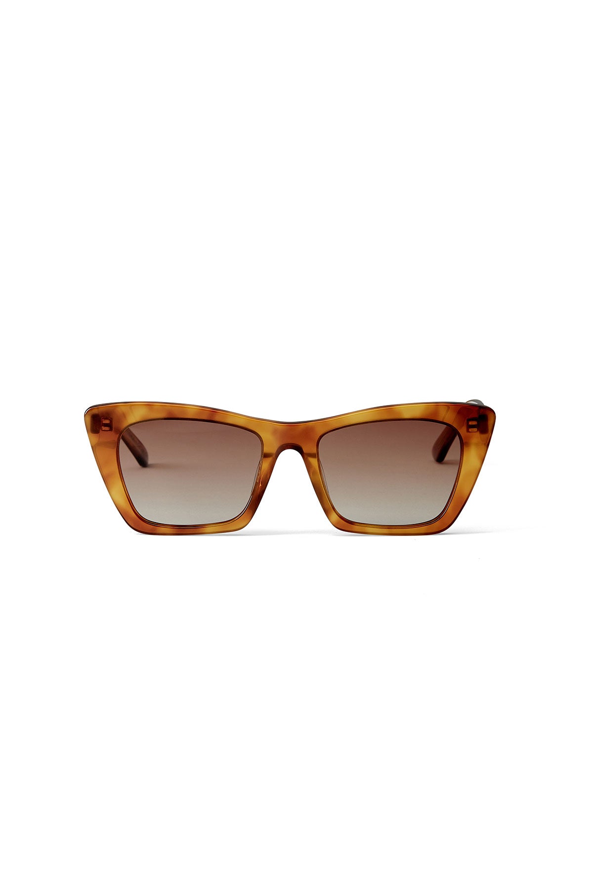 Brown, cat-eye ESSENTIAL CLASSIC SUNGLASSES BY ELEVENTH HOUR with a tortoiseshell pattern and gradient lenses by Eleventh Hour.