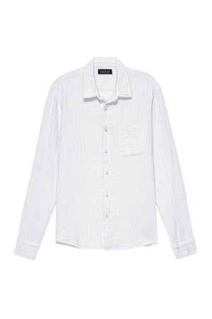 The ELTON COTTON GAUZE BUTTON-UP SHIRT by Velvet by Graham & Spencer is crafted from textured cotton gauze with a single chest pocket and long sleeves, making it a versatile choice for any occasion.