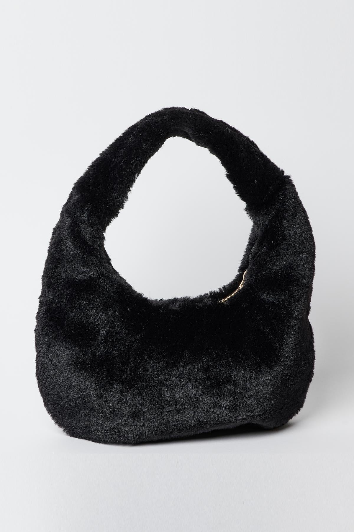 A stylish Velvet by Graham & Spencer FAUX FUR BAG on a white background.-35211044487361