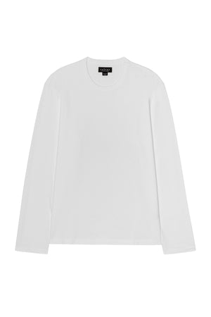 The ANTONIO TEE by Velvet by Graham & Spencer is a plain white long sleeve crafted from soft cotton jersey with a relaxed fit, shown on a white background.