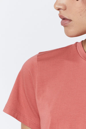 A woman wearing a Solana Tee in soft modal jersey.
