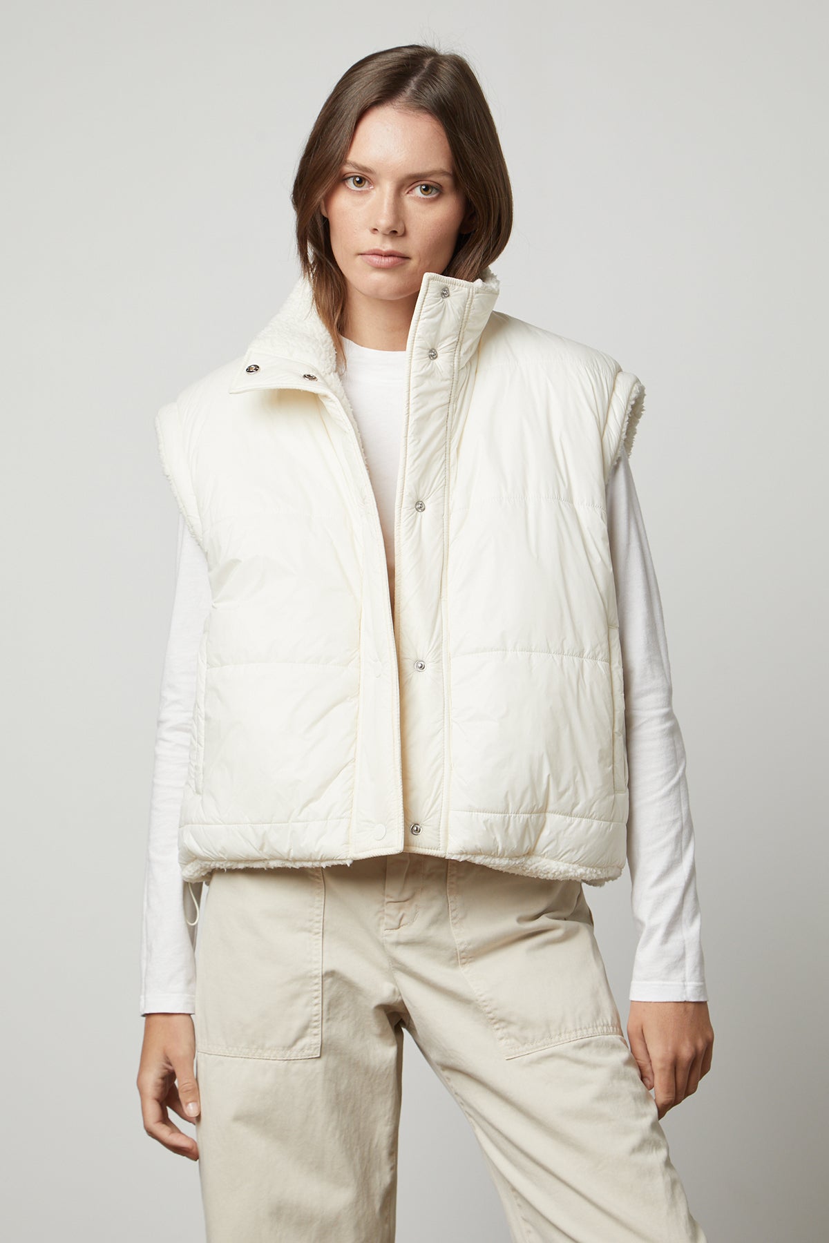 ALICIA REVERSIBLE PUFFER SHERPA VEST – Velvet by Graham Spencer