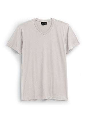 The SAMSEN TEE by Velvet by Graham & Spencer is a soft Pima jersey V-neck in light gray, perfect for layering. Its simple yet stylish design makes it a versatile addition to any wardrobe.