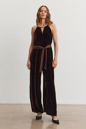 A person is modeling the