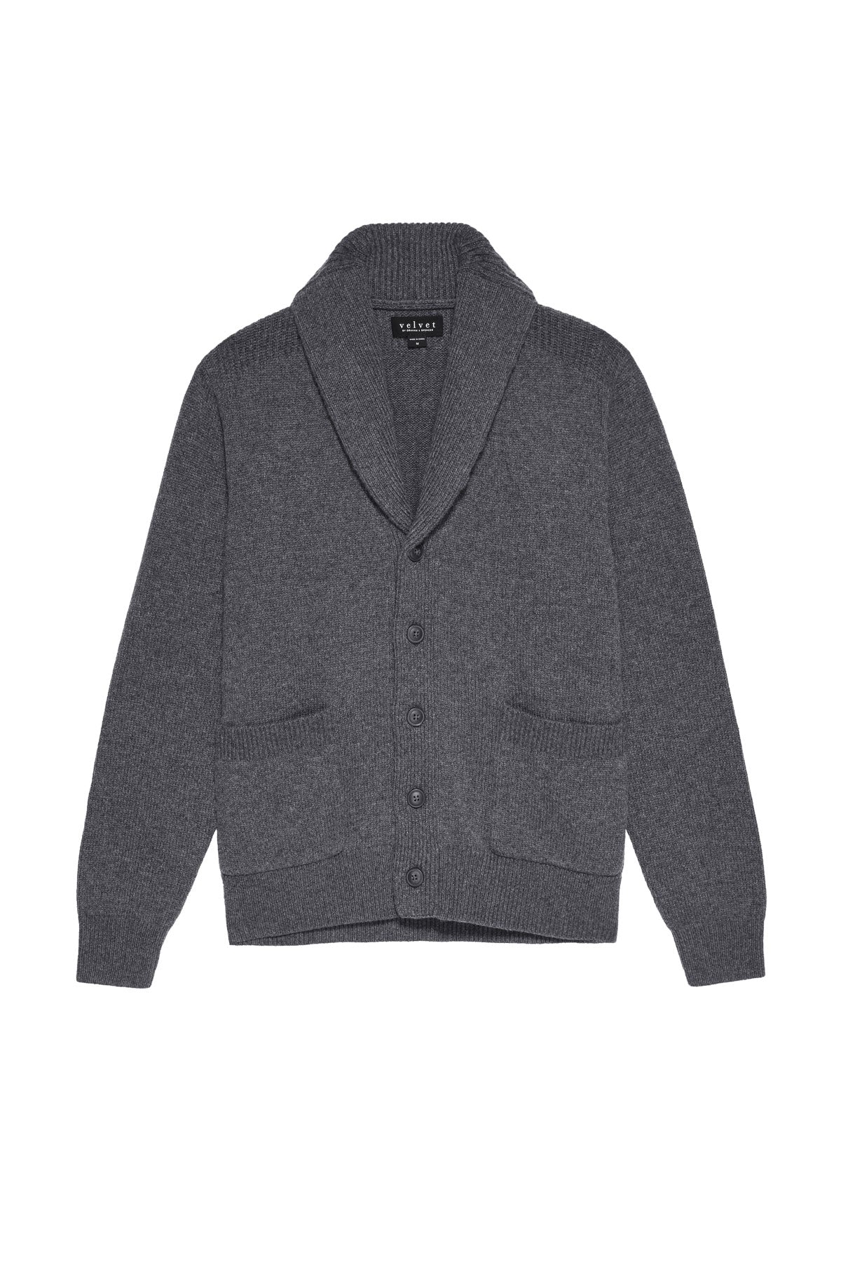 The THORNTON button front cardigan by Velvet by Graham & Spencer, featuring a shawl collar, creates a polished appearance.-35605827387585
