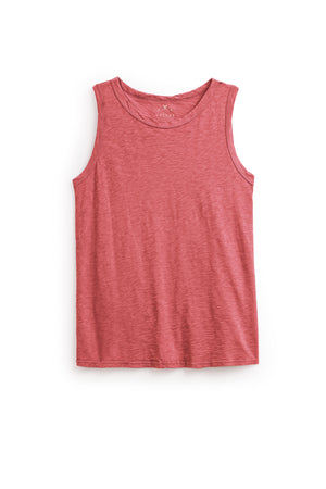 The TAURUS TANK TOP by Velvet by Graham & Spencer is a sleeveless, crew neck rose tank crafted from lightweight textured cotton slub, shown flat against a white background.