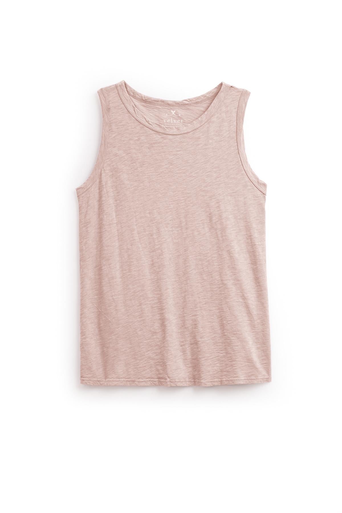 A Velvet by Graham & Spencer TAURUS COTTON SLUB TANK on a white background with undercover sex appeal.-35567717646529
