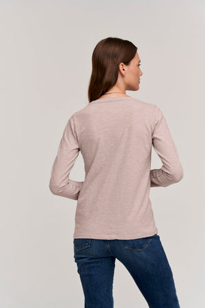 Lizzie Long Sleeve Tee in Rosegold exclusive back view