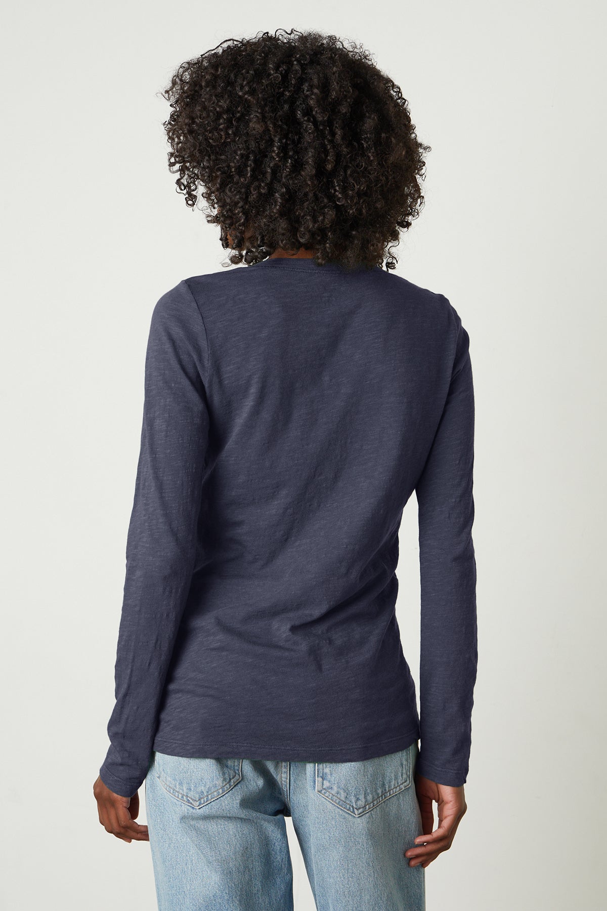 Blaire Original Slub Long Sleeve Tee in crater blue back