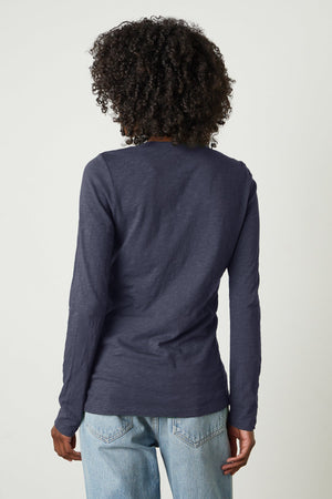 Blaire Original Slub Long Sleeve Tee in crater blue back