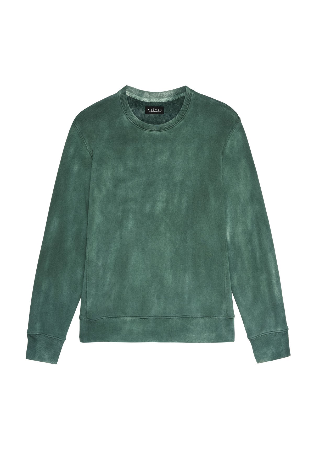 The warm women's Velvet by Graham & Spencer green dyed MATTS CREW NECK SWEATSHIRT.-35605866905793