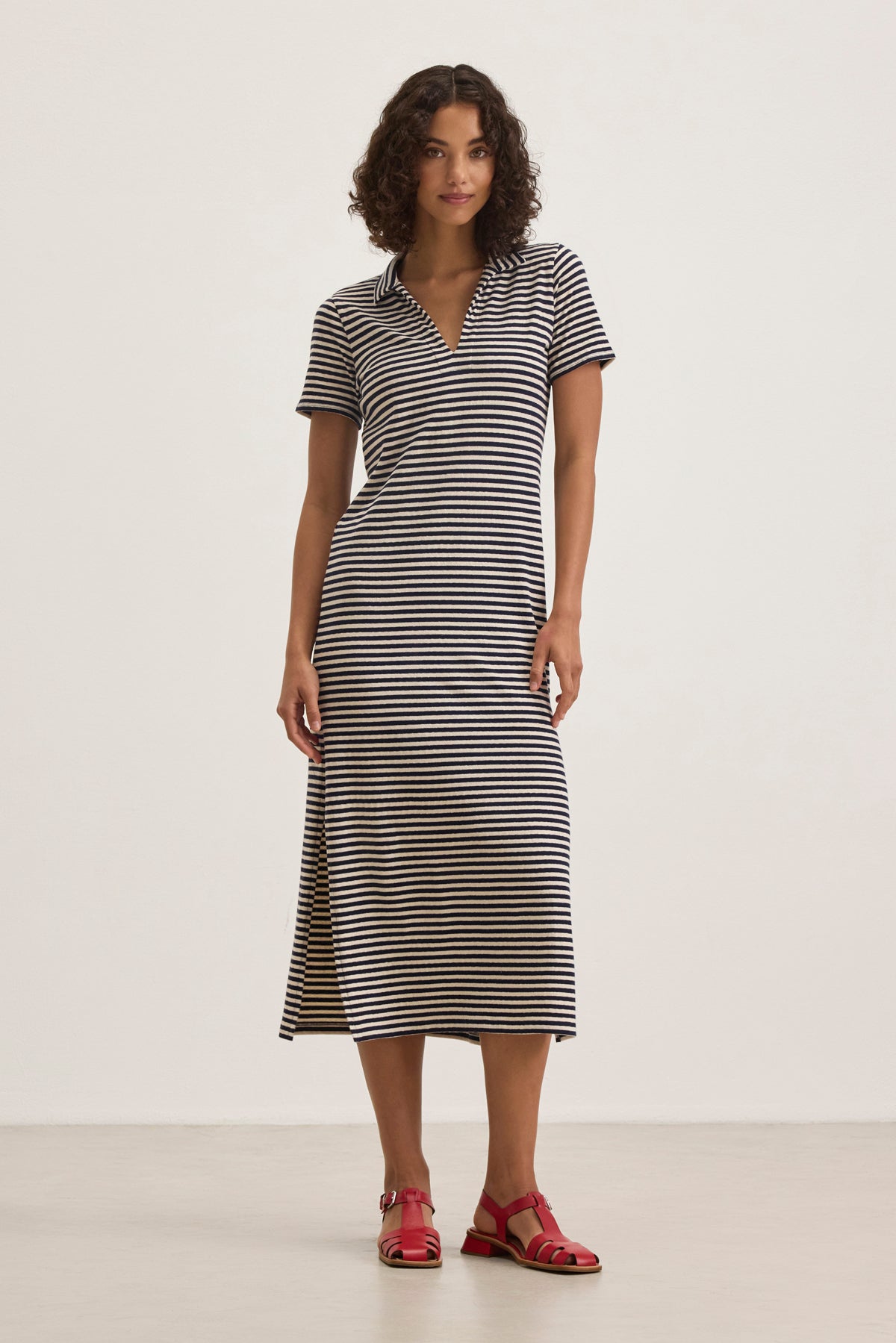 KHAN YARN DYE JERSEY STRIPED COLLARED MAXI DRESS Velvet by Graham & Spencer KHAN YARN DYE JERSEY STRIPED COLLARED MAXI DRESS Velvet by Graham & Spencer