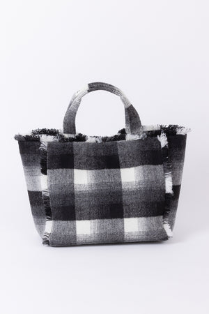 A Velvet by Graham & Spencer FRAYED FLANNEL WEEKEND BAG
