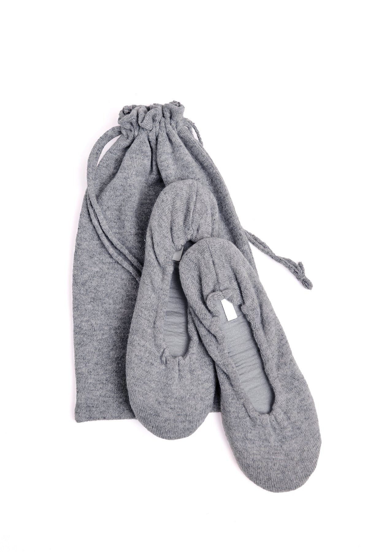 Timeless and enduring Cashmere Ballet Flat Slippers conveniently packed in a drawstring bag by Skin.-15274767417537