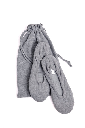 Timeless and enduring Cashmere Ballet Flat Slippers conveniently packed in a drawstring bag by Skin.