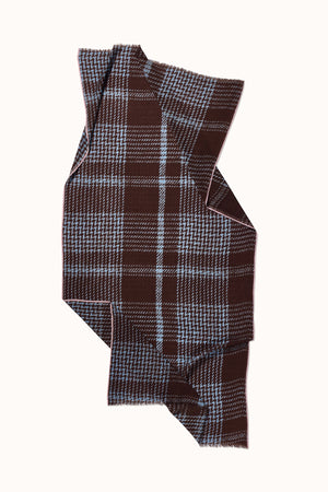 Tweed Check Wool Scarf Dark Chocolate 2