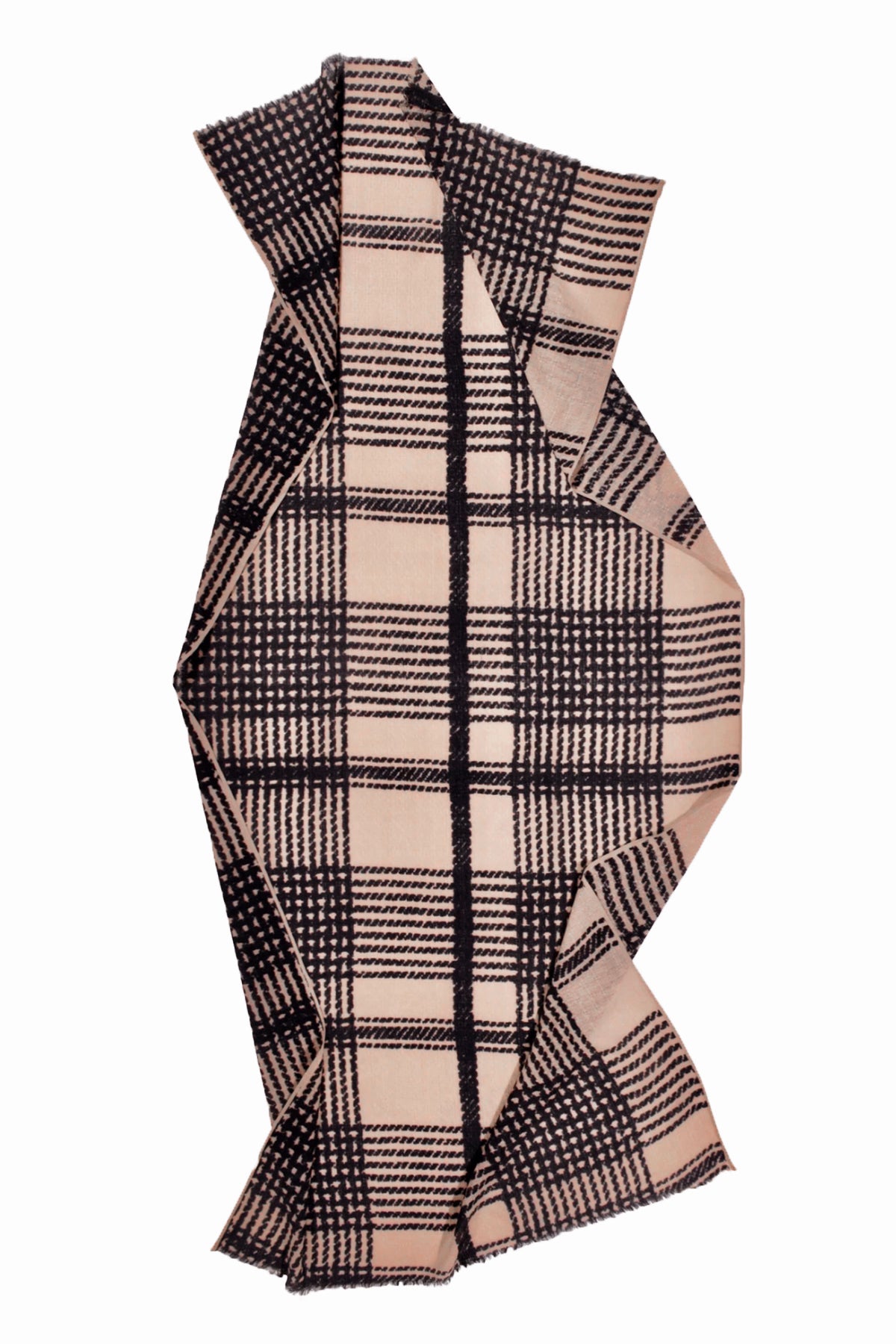 Tweed Check Wool Scarf Sand 2-23337682731201
