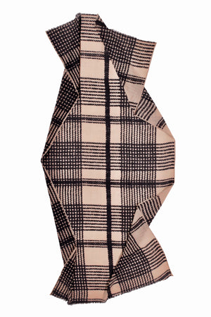 Tweed Check Wool Scarf Sand 2