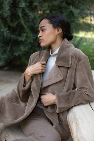 Linda Jacket Mink with Tami Sweater Oatmeal Front & Side