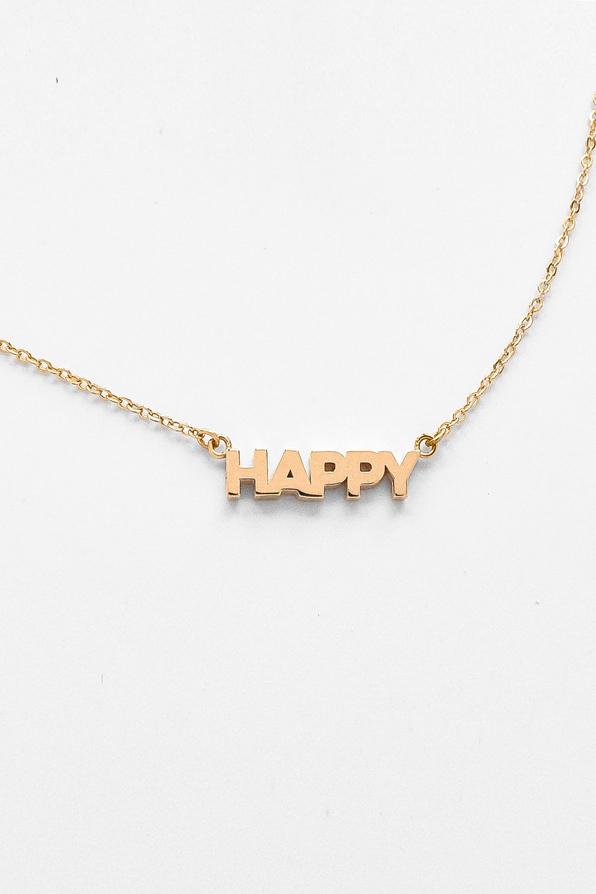 Happy Script Necklace Gold 2-23749358256321