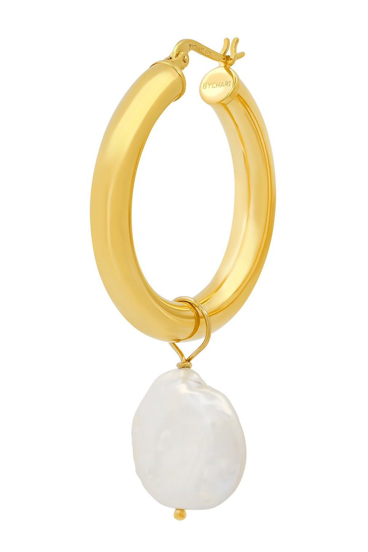 Sade Hoops with Pearl Charm by Bychari Detail-22386207916225