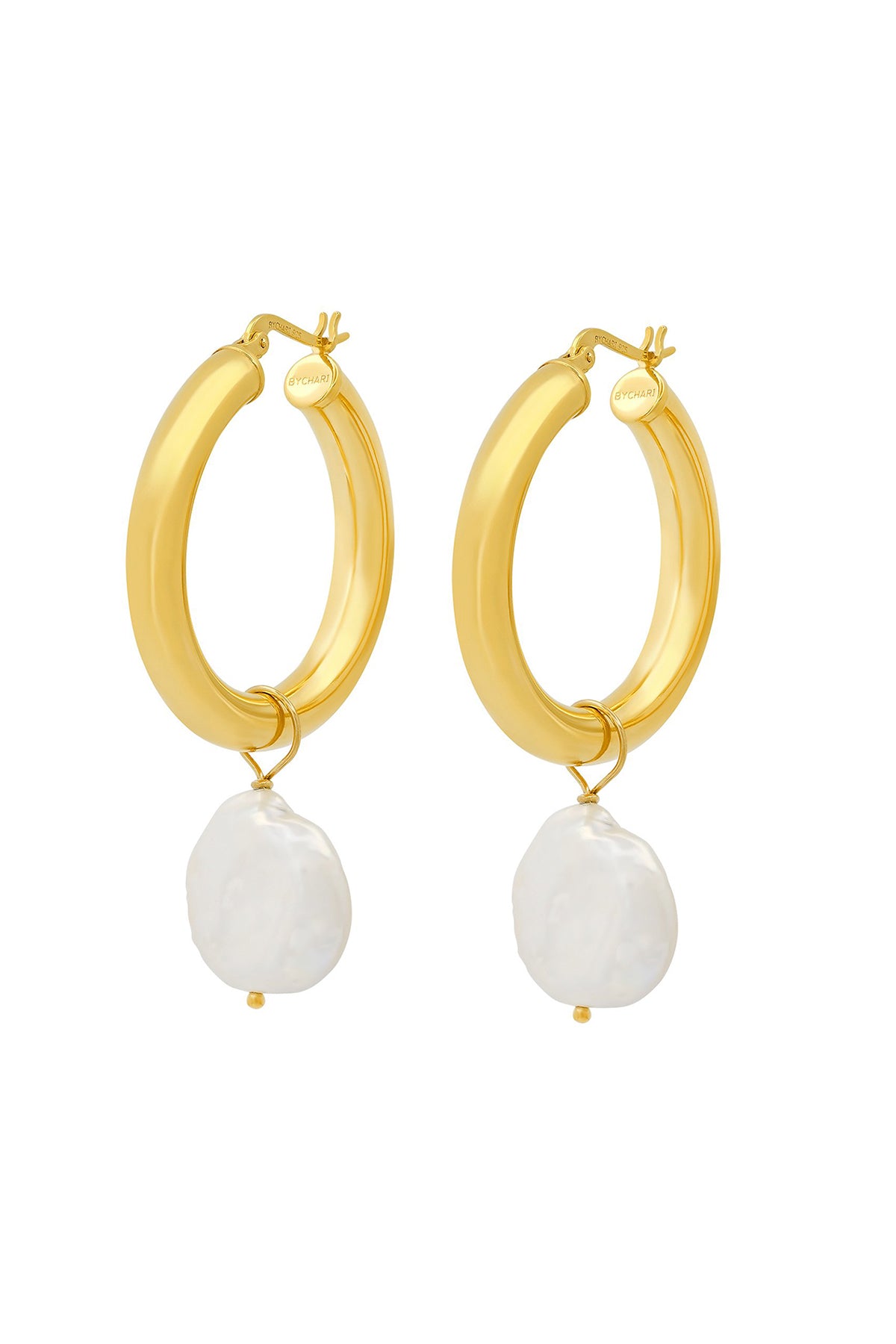 Sade Hoops with Pearl Charm by Bychari-22386207948993