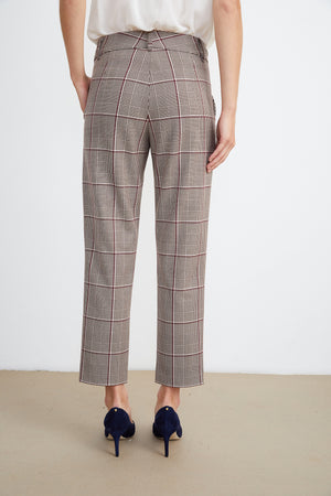 Abigail straight leg pant in red plaid back.
