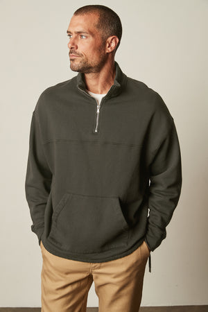 Baldwin Quarter-Zip Sweatshirt in dillweed front