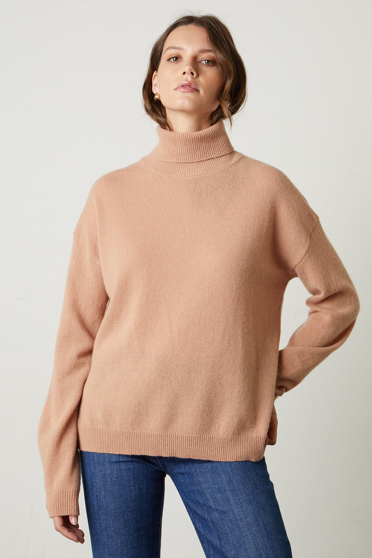 Velvet Women's Ellie Mockneck Cashmere Sweater - Maple Brown - Size M