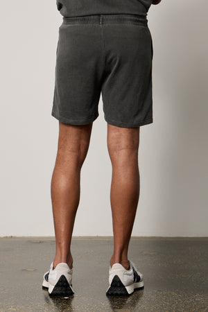 The back view of a man wearing Velvet by Graham & Spencer BERT DRAWSTRING SHORT.