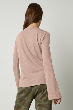 Sofia Bell Sleeve Tee in rosegold pink back
