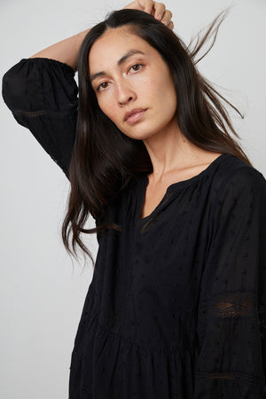 Dorothy Dress Black Front and Sleeve Detail