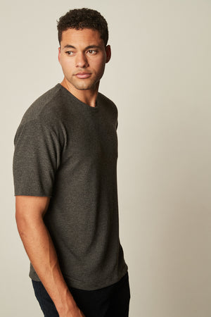 Newall crew neck shirt in dark heathered grey anthracite color side