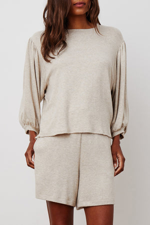 Janey Short in Oatmeal with Carlana Top