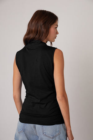 adelise fitted wrap tank black with natalie shorts back