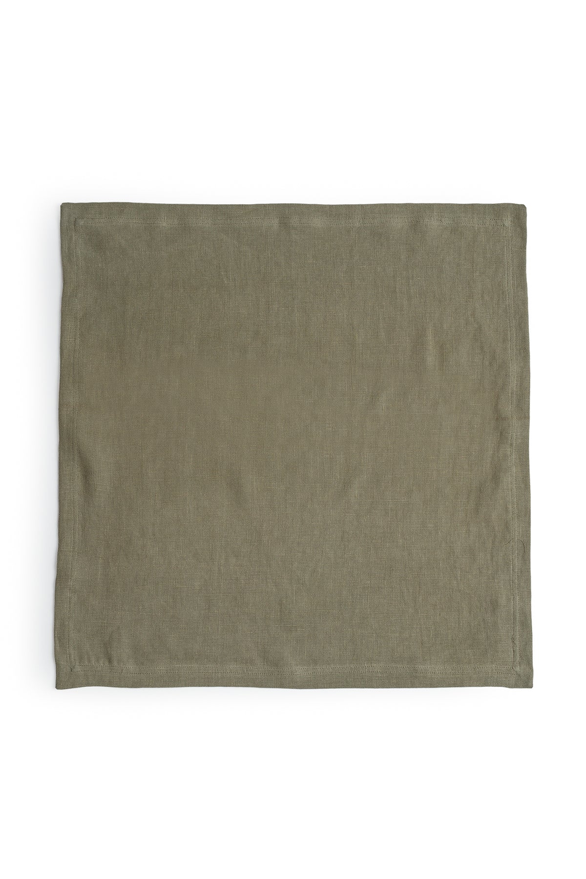A green LINEN NAPKIN, an everyday kitchen essential, on a white background with a luxe finish from Jenny Graham Home.-15073421131969