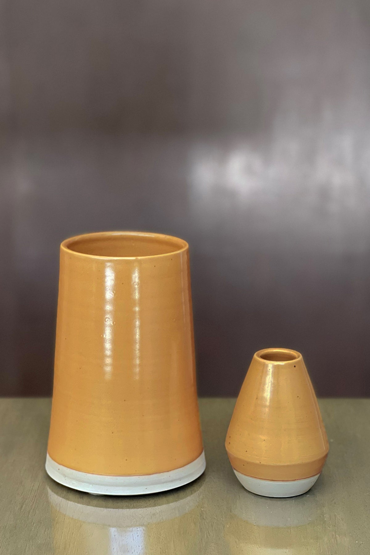 Jenny Graham Ceramic Large Vase Mustard, Ceramic Bud Vase Mustard