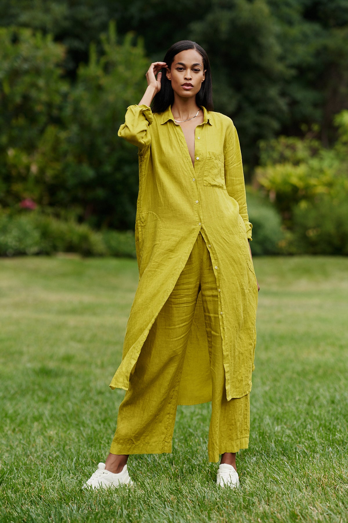 Lola Pant in Lemondrop Jora Dress in Lemondrop Front-25570417148097
