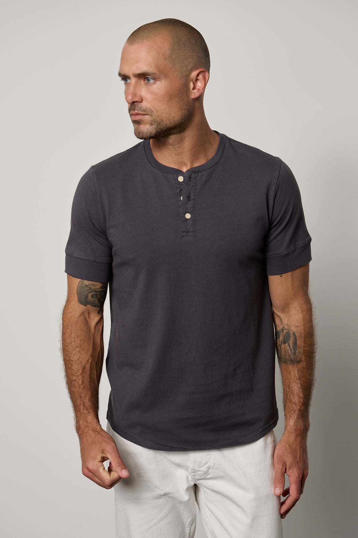 Deon Henley in fleet with white denim front