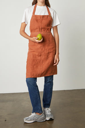 Linen Apron Cedar Front 2